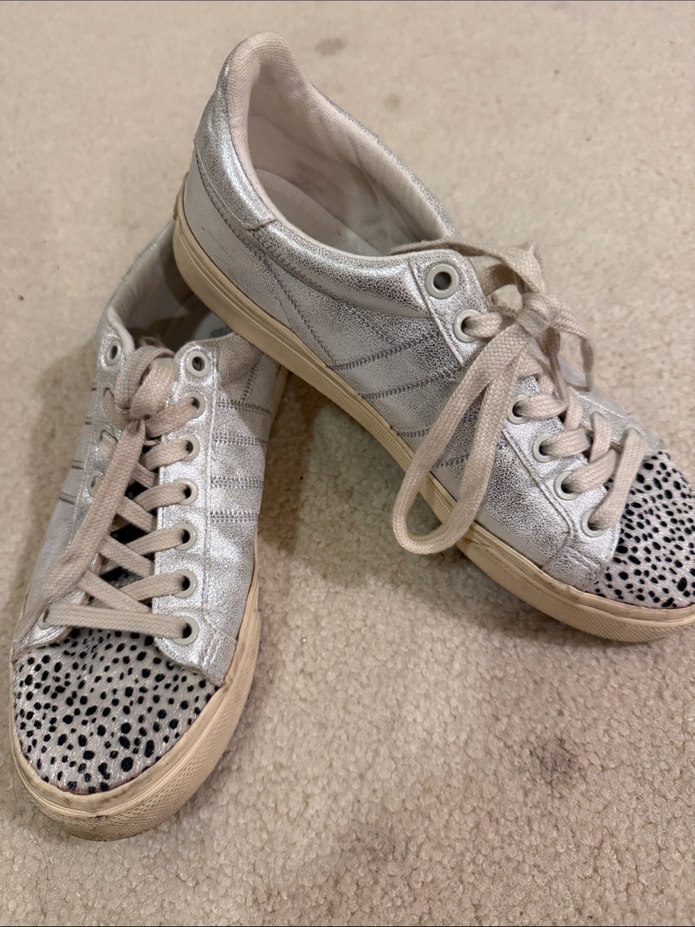 Gola Metallic Silver Lace-Up Sneakers with Speckled Toe